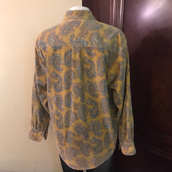 Country Seat Paisley Pattern Yellow Shirt- Small - Picture 2 of 5